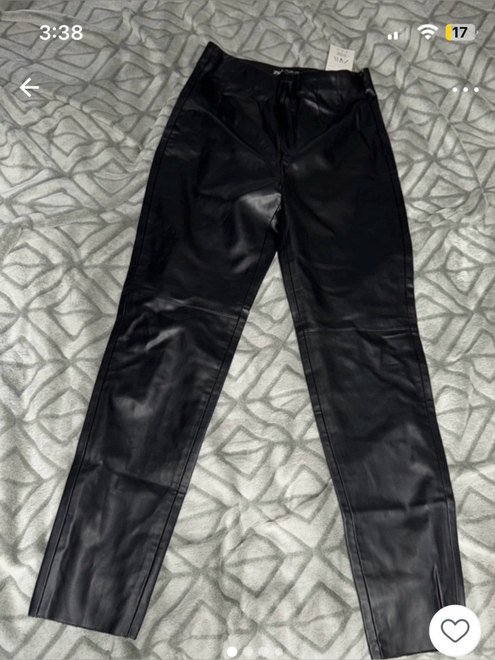 Zara Black Faux Leather High Rise Leggings Pants NWT Size Medium M US 8